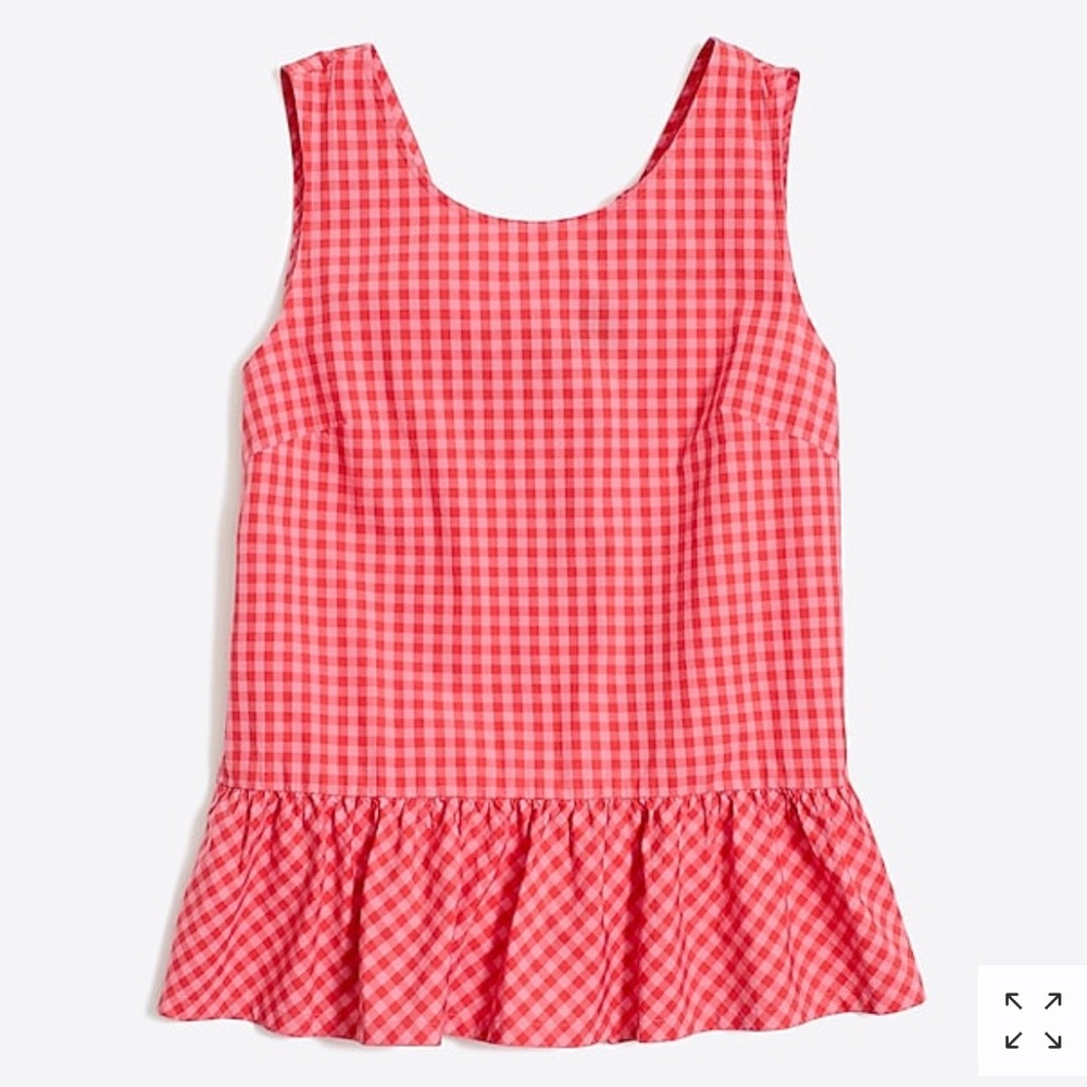 J.Crew Gingham Bow-Back Peplum Top XXL